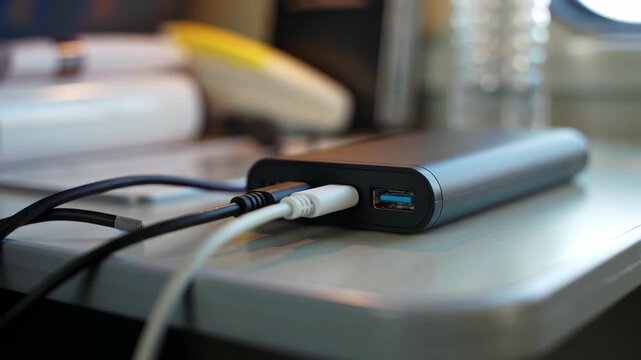 Portable charger with cables connecting multiple devices for power