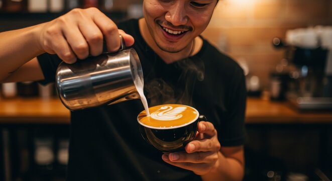 barista making coffee