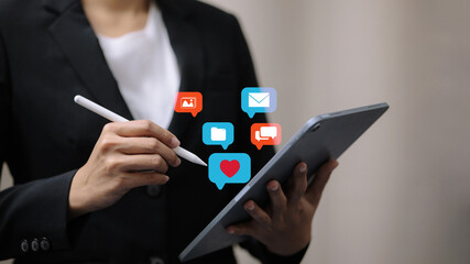 Social Media Engagement on Digital Tablet Interface