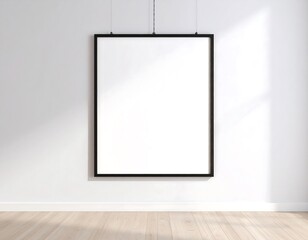 Minimalist Interior: Blank Canvas Hanging in Modern Room