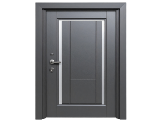 Modern Security Steel Entrance Door, Front View, Transparent PNG