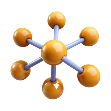 3d molecular structure model octahedral geometry isolated on transparent background
