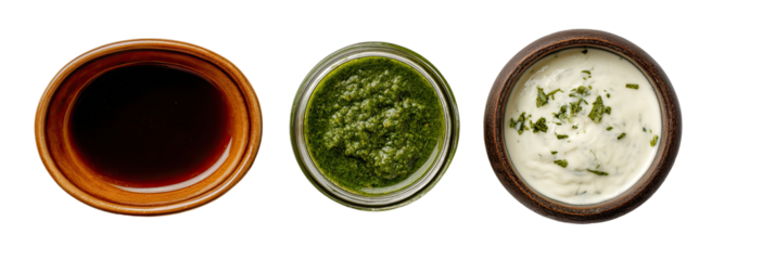 Three small bowls of different sauces (1)