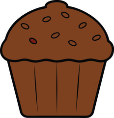 A Delicious Chocolate Muffin with Chocolate Chips, Isolated on White
