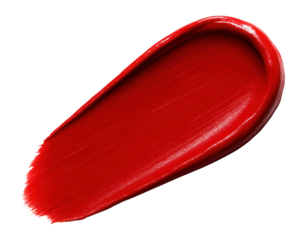 Red lipstick swatch.