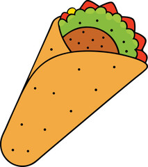 A Deliciously Illustrated Taco with Fresh Toppings and a Golden Tortilla