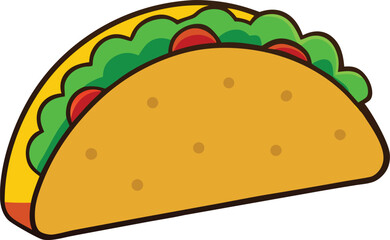 A Deliciously Illustrated Taco with Lettuce and Tomato Filling