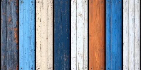Colorful Wooden Planks with Distressed Texture and Rustic Appeal