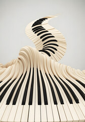 Naklejka premium Abstract Piano Keys Transforming into Cream Swirling Waves