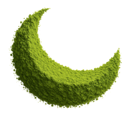 Crescent shape of matcha powder.