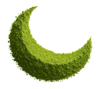 Crescent shape of matcha powder.