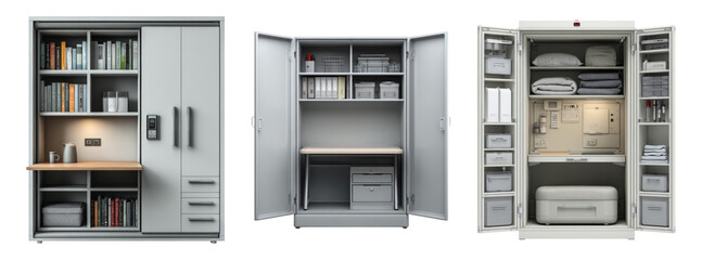 Obraz premium Modern Cabinet Set with Isolated Storage on Transparent Background