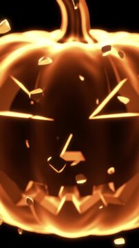 Shattering Orange Glass Pumpkin Halloween Animation