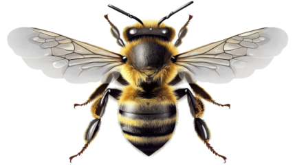 Bee isolated on transparent background. Apis mellifera. Honeybee.