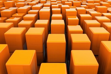 Obraz premium Abstract Arrangement of Bright Orange Cubes in a Structured Pattern