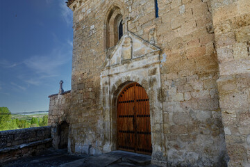 Fototapeta premium Main entrance of Church of San Martin in Espinosa de Cerrato, Palencia province, Spain