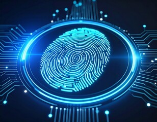 High-tech fingerprint scanning technology on a digital interface