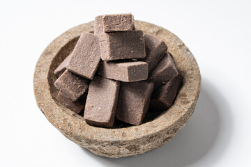 Traditional Indonesian Shrimp Paste Terasi on Mortal Stone