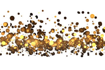 Golden glitter bokeh effect on black background