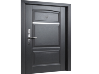 Modern Security Steel Entrance Door, Front View, Transparent PNG