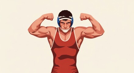 Naklejka premium Strong Muscular Man Bodybuilder Illustration