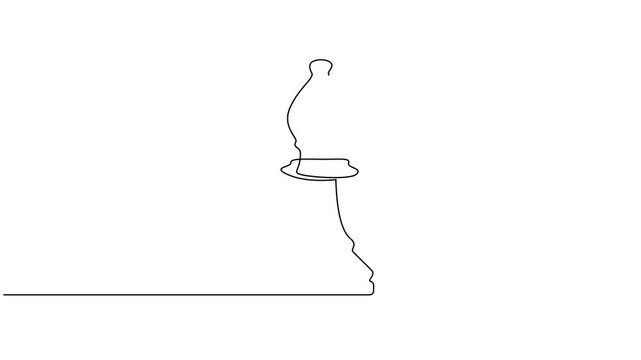 Self drawing animation of single line draw chess bishop line animation. Full length one line animation