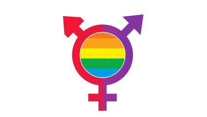 LGBTQ transgender symbol with rainbow colors representing gender identity and sexual orientation.