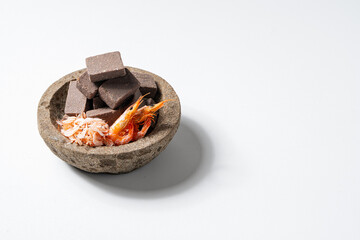 Traditional Indonesian Shrimp Paste Terasi on Mortal Stone