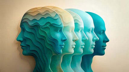 Conceptual Depiction of Mental Health and Emotional States Through a Series of Abstract Heads