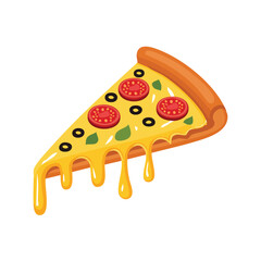 Pepperoni Pizza Slice with Olives and Basil - AI Generated