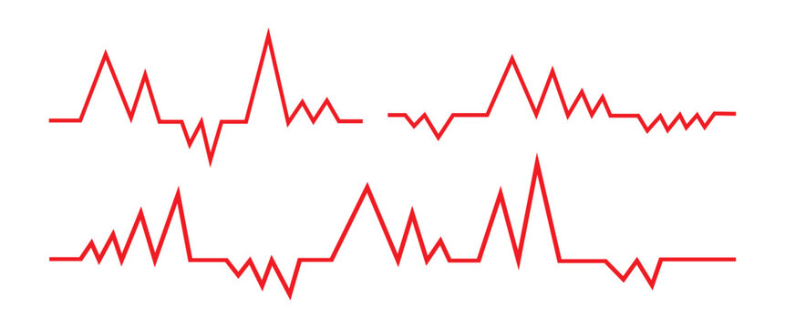 Heart Pulse Icons - Graphic Icon Series. heart pulse icon. Vector electrocardiogram and heart pattern. Red heartbeat line icon Pulse Rate Monitor.