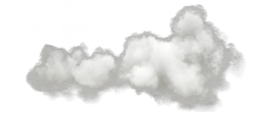 A soft gray cloud isolated on a transparent background