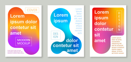 Modern gradient poster set. Cover template with color geometric different shapes. Layout design for banner, cover, poster or flyer