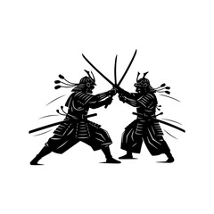 samurai silhouette vector on white background