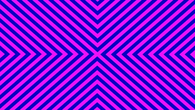 A mesmerizing abstract pattern consisting of alternating magenta and dark blue lines forming a nested diamond or square shape. The design creates a strobe-like, hypnotic effect that draws the eye towa