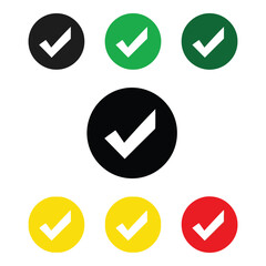 Collection of colorful check mark icons on white background