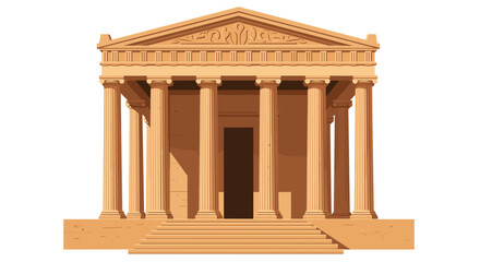 Fototapeta premium Ancient Greek temple illustration with classical columns and pediment , for educational materials, architectural presentations and cultural heritage projects