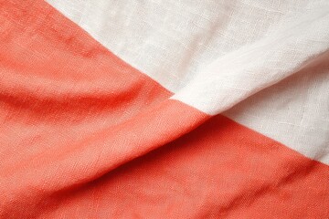 Textured Fabric Close-Up in Coral and White Color Scheme