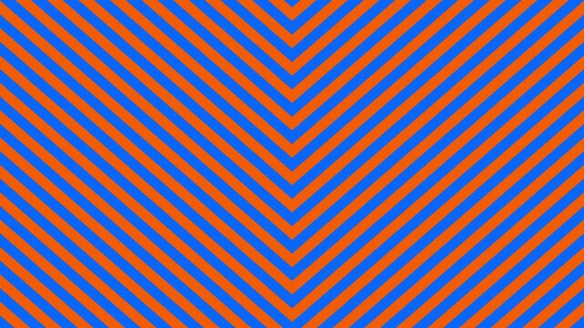 Abstract orange and blue striped geometric pattern with arrow-like diagonal lines. Great for backgrounds, modern design, and optical illusion art.