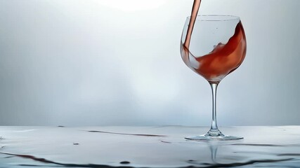 Artistic slow-motion animation of red wine pouring and splashing, with a satisfying reverse cleanup effect. Elegant and creative video concept.