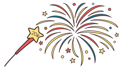Vector art of festive firework and magic wand with star decoration for holiday celebration and event design