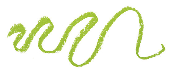 Green colored pencil drawing isolated on transparent background