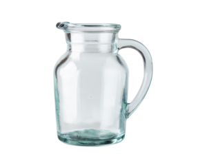 Clear glass pitcher on a transparent background