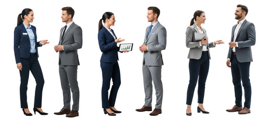 Group of business people talking together isolated on white or transparent background