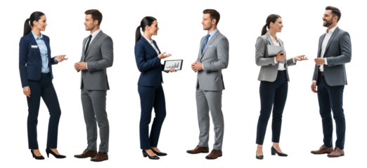 Group of business people talking together isolated on white or transparent background