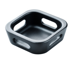 Black square bowl with holes in it