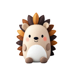 Cute Plush Hedgehog Toy with Soft Felt Ears and Spiky Brown and Orange Back in Adorable Cartoon Style