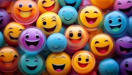 colorful emoji faces in a close up view