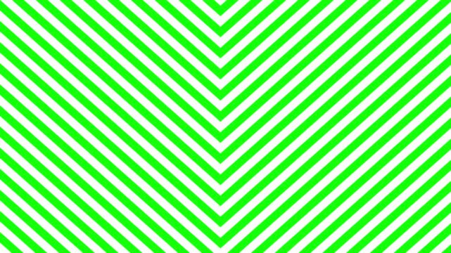 A vibrant motion graphic background featuring an alternating lime green and white chevron stripe pattern moving downward. This hypnotic geometric video loop is perfect for abstract transitions, music 