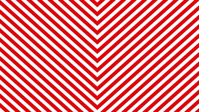 A geometric pattern of red and white chevron arrows moves steadily in a loop. This high-contrast motion graphic is perfect for attention-grabbing backgrounds, transitions, or graphic design overlays.